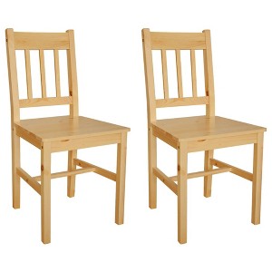 CLIHOME Modern Minimalist Dining Chair with Retro Design of Solid Pine Wood, Comfortable Restaurant Backrest Chair(Set of 2) - 1 of 4