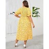 Womens Plus Size Ruffle Dress Square Neck High Wasit Smocked Dress Summer Casual Dress with Lantern Sleeve - 4 of 4