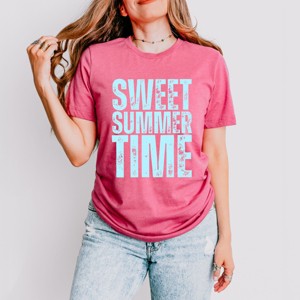 Simply Sage Market Sweet Summer Time Block Distressed Short Sleeve Tee - 1 of 4