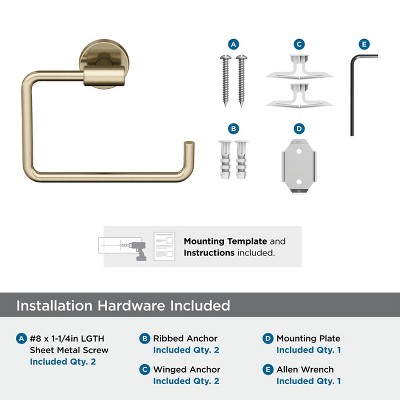 Amerock Golden Champagne Wall Mounted Towel Ring