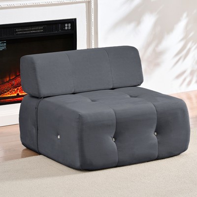 Mjkone Velvet Single Sofa, 1-Seater Modular Sofa Couch with Rivet Trim for Living Room