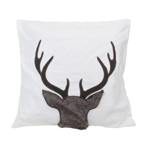 Northlight 17.5 White and Brown Faux Fur Reindeer Throw Pillow Cover - 1 of 4