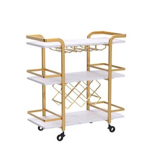 ZACHVO 3-Tier Bar Cart with Glass Holders & 8 Bottle Racks, Modern Kitchen Cart on Wheels, for Home & Outdoor - 1 of 4