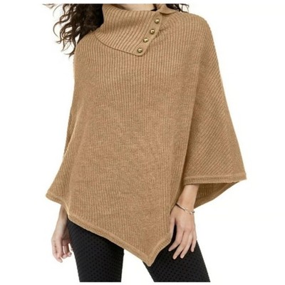 Michael Kors Womens Shaker Stitch Poncho Jacket, Beige, One Size
