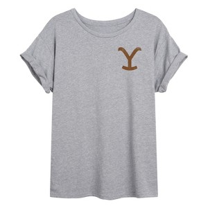Women's - Yellowstone - Brown Y Logo Oversized Graphic T-Shirt - 1 of 4
