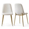 Armless Dining Chair Set Of 2 With Gold Metal Legs,Linen Dining Chair for Dining Room,Kitchen Chair,Modern Design-Tanpinhause - 3 of 4