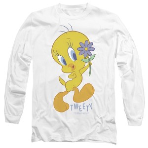 Men’s Looney Tunes Tweety Flower Long Sleeve T-Shirt - 1 of 4