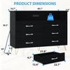 Dresser for Bedroom with Power Outlet & LED Light, 6 Wooden Drawers Dressers with 2-Tier Open Shelves - 2 of 4