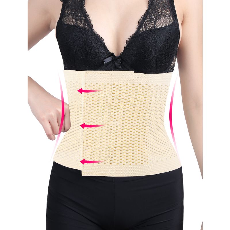 Unique Bargains Mesh Breathable Postpartum Belly Abdominal Shaping Belt Waist Wrapping Shaper Cincher Corset Shapewear Beige X-Large, 2 of 8