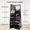 Tangkula 64" Jewelry Cabinet Armoire w/ 3-Color Lights Adjustable Shelves & Wheels - 4 of 4