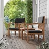 Greemotion 3pc Noto Acacia Wood Cushioned Outdoor Patio Conversation Furniture Sets Black: UV-Resistant, Includes Accent Table & Arm Chairs - 2 of 4