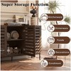 Farmhouse Sideboard Buffet Storage Cabinet with Strip Skeleton Door and Adjustable shelves, for living room dining room kitchen - 3 of 4