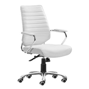 HomeRoots White and Silver Adjustable Height Swivel Rolling Office Chair - 1 of 4