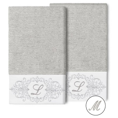 Set of 2 Monogrammed Towels  - Linum Home Textiles