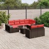 vidaXL 11 Piece Patio Sofa Set with Cushions Brown Poly Rattan - 2 of 4