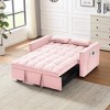 3 in 1 Convertible Sleeper Sofa Bed, Modern Velvet Loveseat Futon Sofa Couch w/Pullout Bed,Small Love Seat Lounge Sofa w/Reclining Backrest - 2 of 4