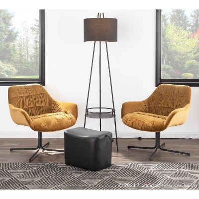 Chartreuse Velvet Swivel Accent Chair with Black Metal Base
