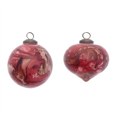Marble Painted Glass Ornament (Set of 6)