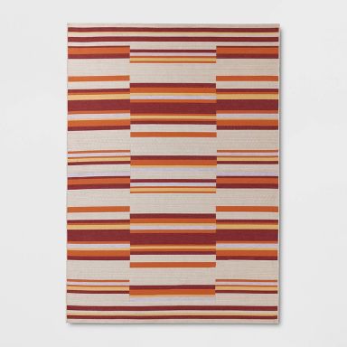 7'x10' Striped Rectangular Woven Outdoor Area Rug - Threshold™