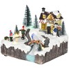 HOMCOM Animated Christmas Village Scene, Pre-Lit Musical Holiday Decoration with LED Lights, Fiber Optic, Rotating Skating Pond and 2 Skaters - 4 of 4