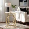 Hommoo Round End Table, Modern Sofa Side Table with Faux Marble Top White & Gold - 3 of 4