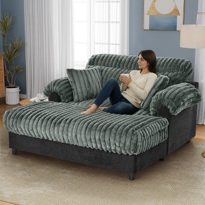 Whisen 65.25" Cloud Chaise Sofa, Modern Chaise Lounge Sofa, Cozy Plush Couch with Two Throw Pillows - 1 of 4