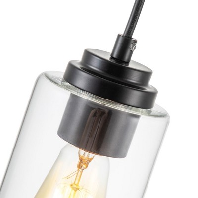 Black and Nickel Mini Pendant Light with Clear Glass Shade