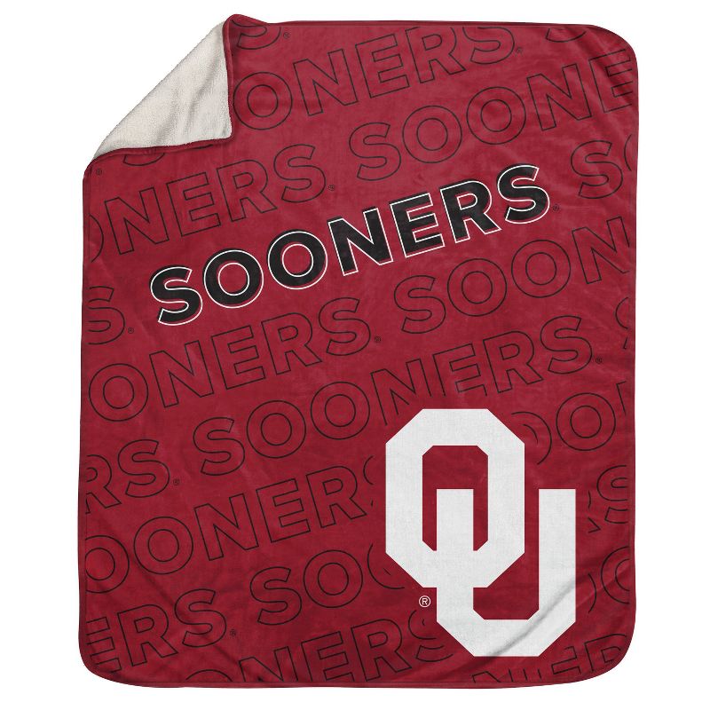 NCAA Oklahoma Sooners Wordmark 60 x 70 Faux Shearling Blanket, 1 of 4