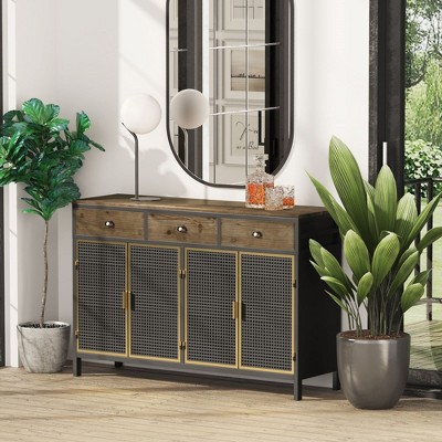 Sideboard Buffet Cabinet Modern Storage Cabinet With Hollow Out Doors Accent Cabinet For Dinning Room Living Room Bedroom Hallway