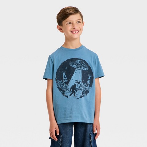 Детские Cat & Jack Boys' Short Sleeve Alien Graphic T-Shirt - Cat & Jack™ Steel Blue M