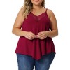 Agnes Orinda Women's Plus Size Lace Front V-Neck Sleeveless Spaghetti Strap Cami Tank Tops - 2 of 4