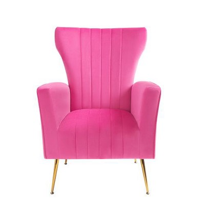 SYFERLORY Velvet Accent Chair, Wingback Arm Chair with Gold Legs, Upholstered Single Sofa for Living Room Bedroom