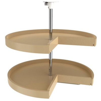 Rev-A-Shelf Polymer Pie-Cut 2-Shelf Lazy Susan Blind Corner Kitchen Cabinet Storage Organizer with Telescoping Shaft