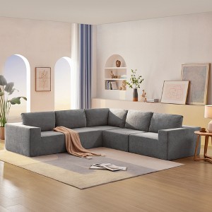 Luxury L-Shaped Modular Sofa: 5-Piece Upholstered Set, Foam-Filled, for Living Room & Bedroom - 1 of 4