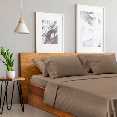 LuxClub Twin XL Beige Microfiber Deep Pocket Sheet Set