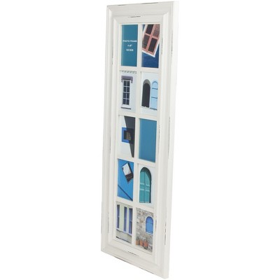 Distressed White 10-Photo Windowpane Collage Frame