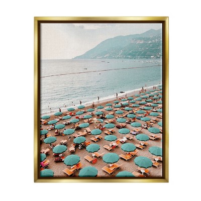 Stupell Industries Beach Umbrellas Coastal Vacation Framed Canvas
