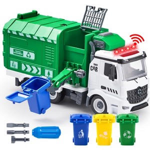 DIY Garbage Truck Toy for Toddlers - Friction Powered Trash Truck Toys with Lights, Sounds & Tools, Christmas Birthday Gift for Boys Girls Ages 1-5 - 1 of 4