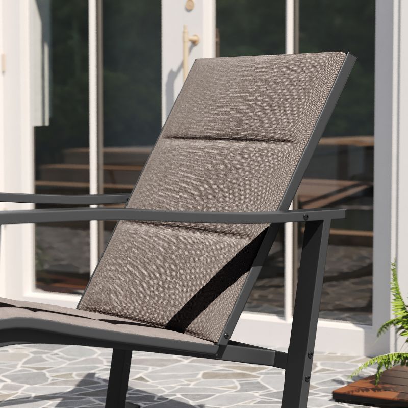 Merrick Lane Set of 2 Flex Comfort Outdoor Rocking Chairs with Steel Frames, 5 of 12