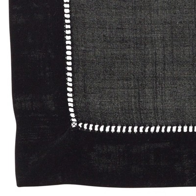 Black Cotton Hemstitched Dinner Napkins, Set of 4