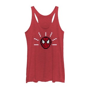 Women's Marvel Pixelated Spider-Man Mask Racerback Tank Top - 1 of 3