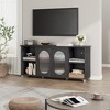 70" Modern TV Stand with Glass Doors - Entertainment Center for 70 Inch TV, Sturdy Wooden Media Console with Storage Shelves - 3 of 4
