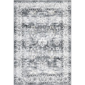 Vintage Machine Washable Rug - Stain Resistant Non-Slip Low Pile Indoor Carpet for Living Room, Bedroom - 1 of 4