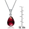 Guili Sterling Silver White Gold Plated Pear Shape CZ Pendant Necklace in White, Green, Pink, Red, or Blue, Graceful & Timeless to Complete Your Look. - 4 of 4