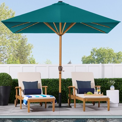 Cerulean Square Solar LED Lighted Patio Umbrella with Metal Pole