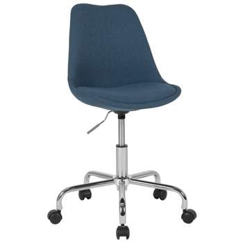 Emma and Oliver Mid-Back Blue Fabric Pneumatic Lift Task Office Chair with Chrome Base