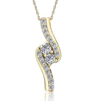Pompeii3 3/4 Ct TDW Diamond Forever Us Two Stone Pendant Necklace in White or Yellow Gold