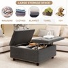 NicBex Mid-Century Square Lift Top Coffee Table with Storage Doors,Large Studded Ottoman,Living Room Furniture - 3 of 4