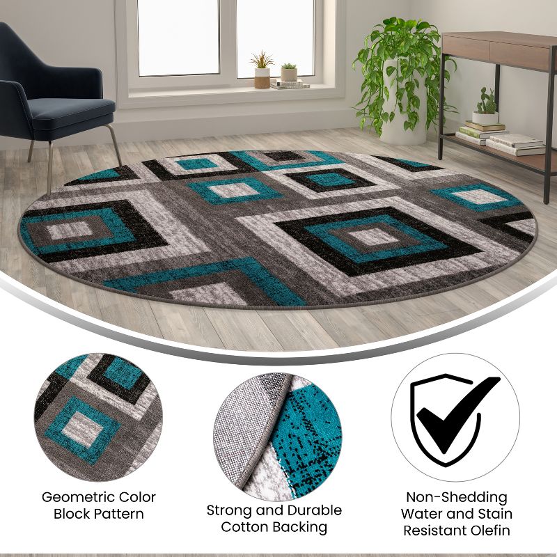 Emma and Oliver Modern Accent Rug with Geometric Square Pattern, 5 of 9