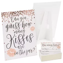 Sparkle and Bash 61 Piece Guess How Many Kisses Bridal Shower Game for Wedding Party, Wedding Shower Games, (1 Rule Board, 60 Guessing Cards)